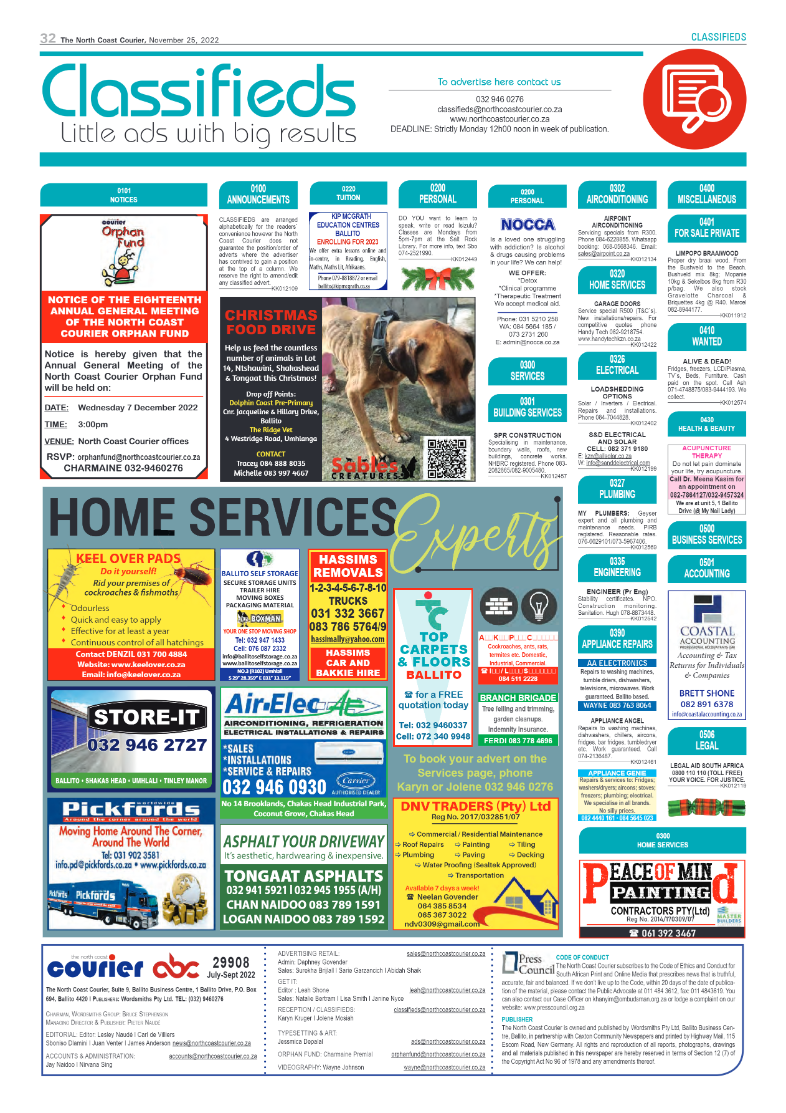 North Coast Courier 25/11/22 page 32