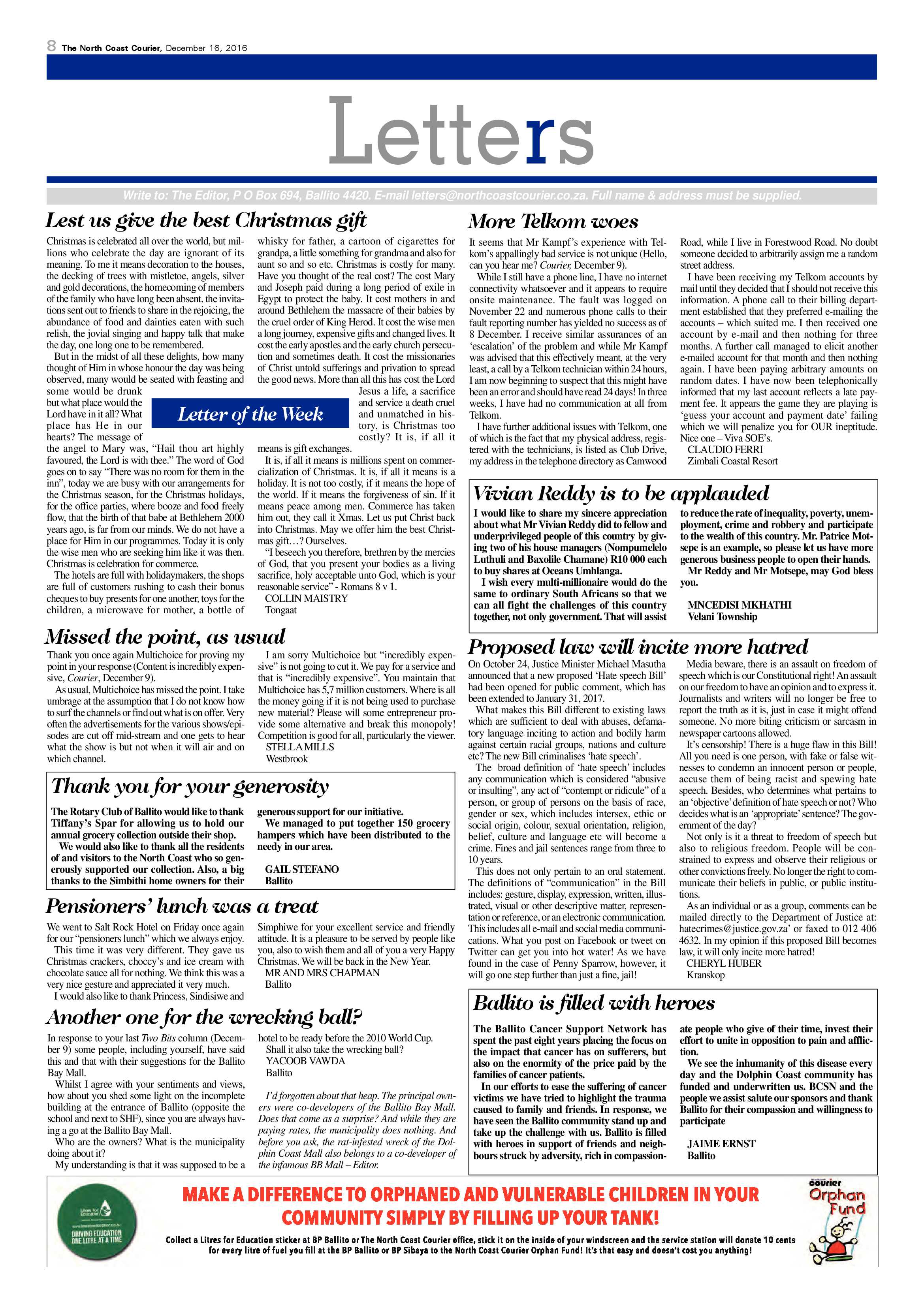 North Coast Courier – 16 December 2016 page 8