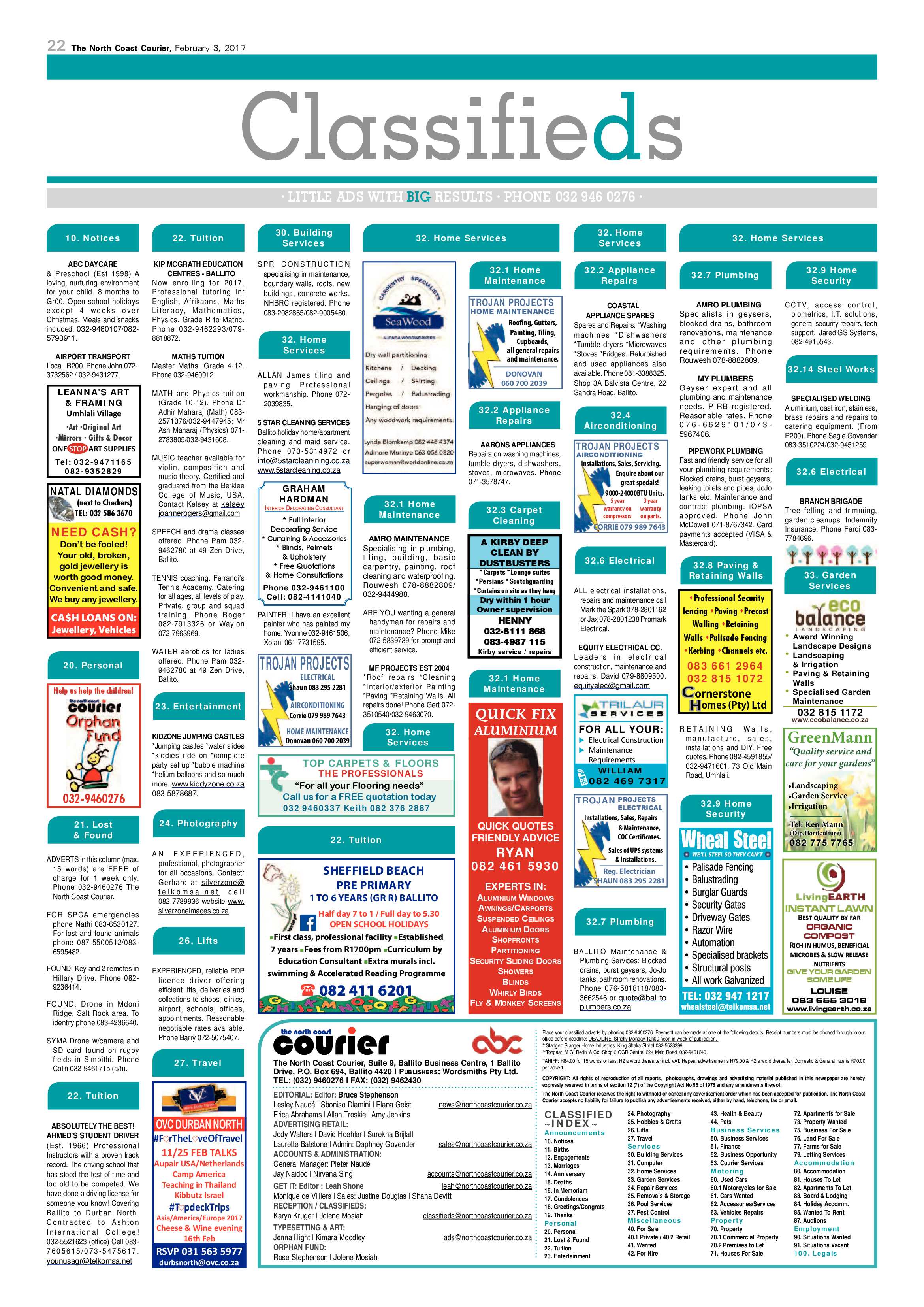 North Coast Courier – 03 February 2017 page 22