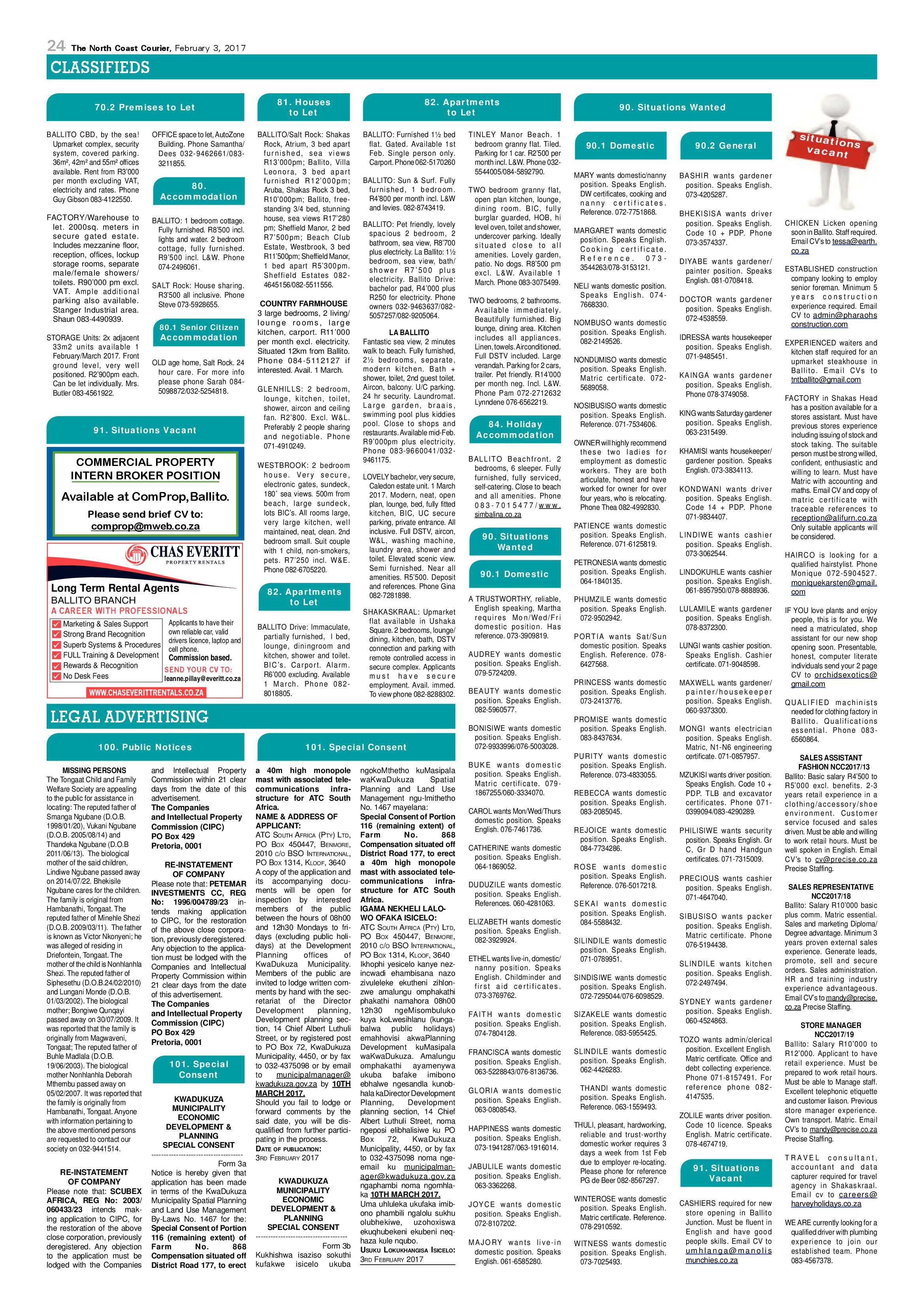 North Coast Courier – 03 February 2017 page 24