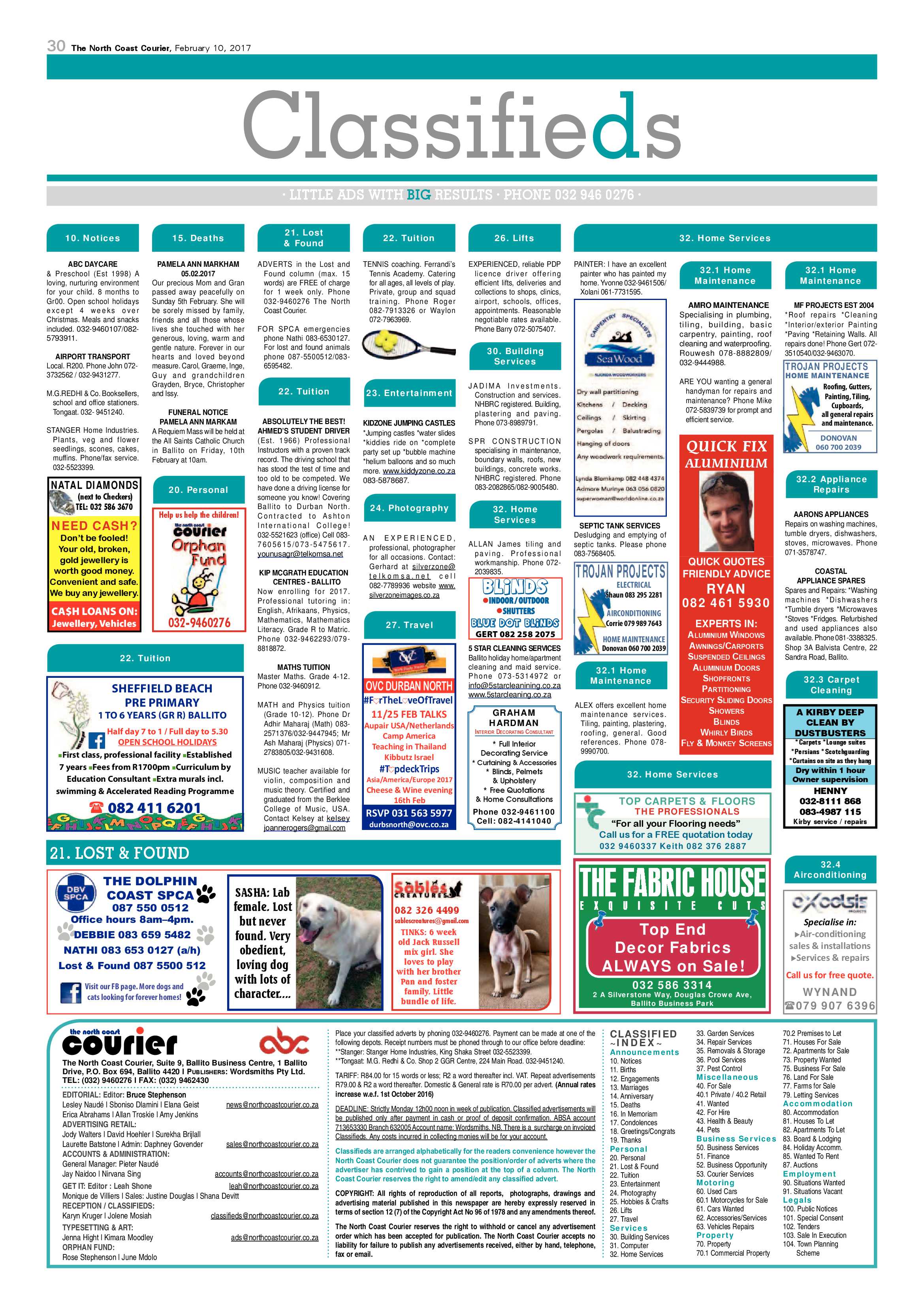 North Coast Courier – 10 February 2017 page 30
