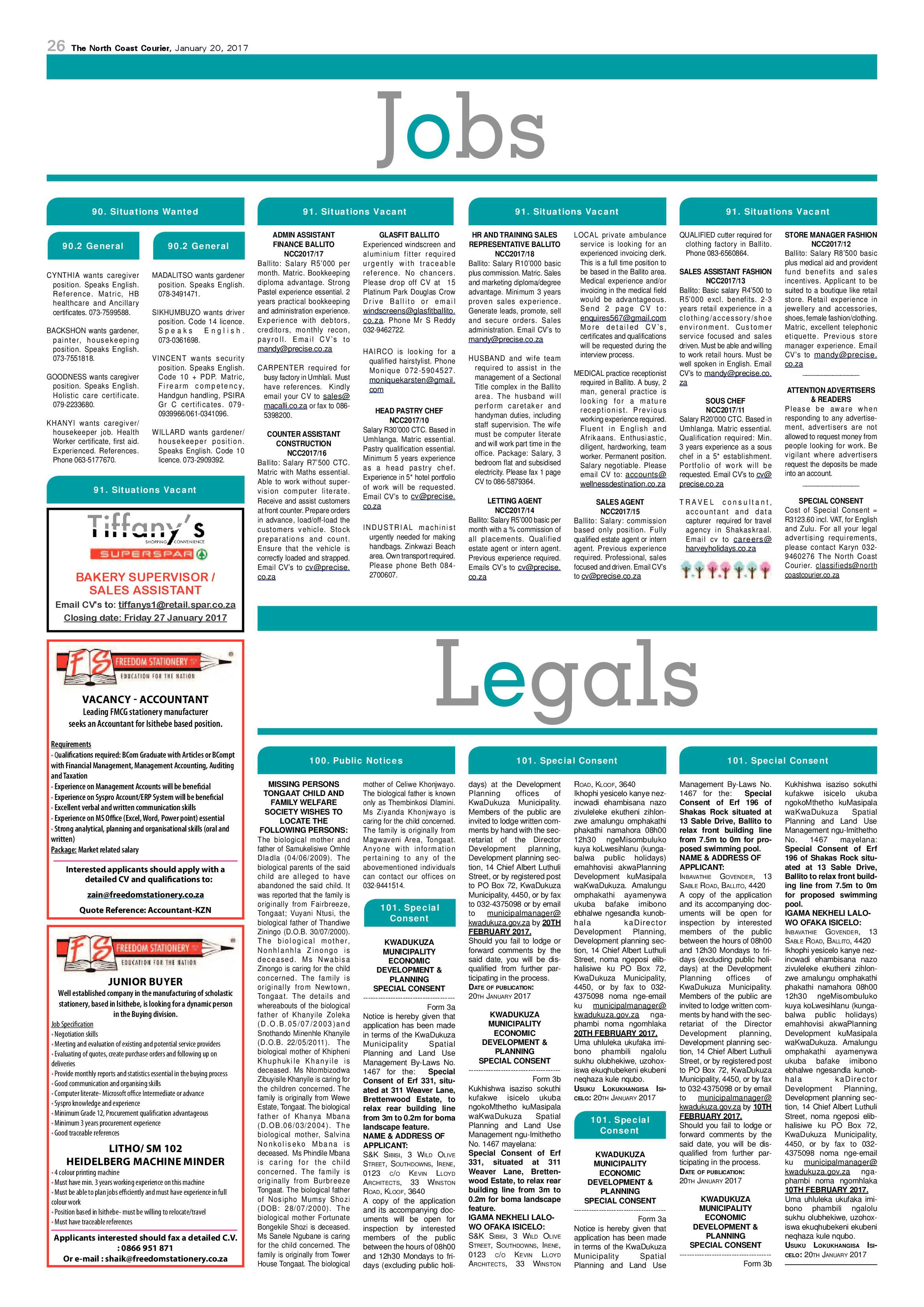 North Coast Courier – 20 January 2017 page 26