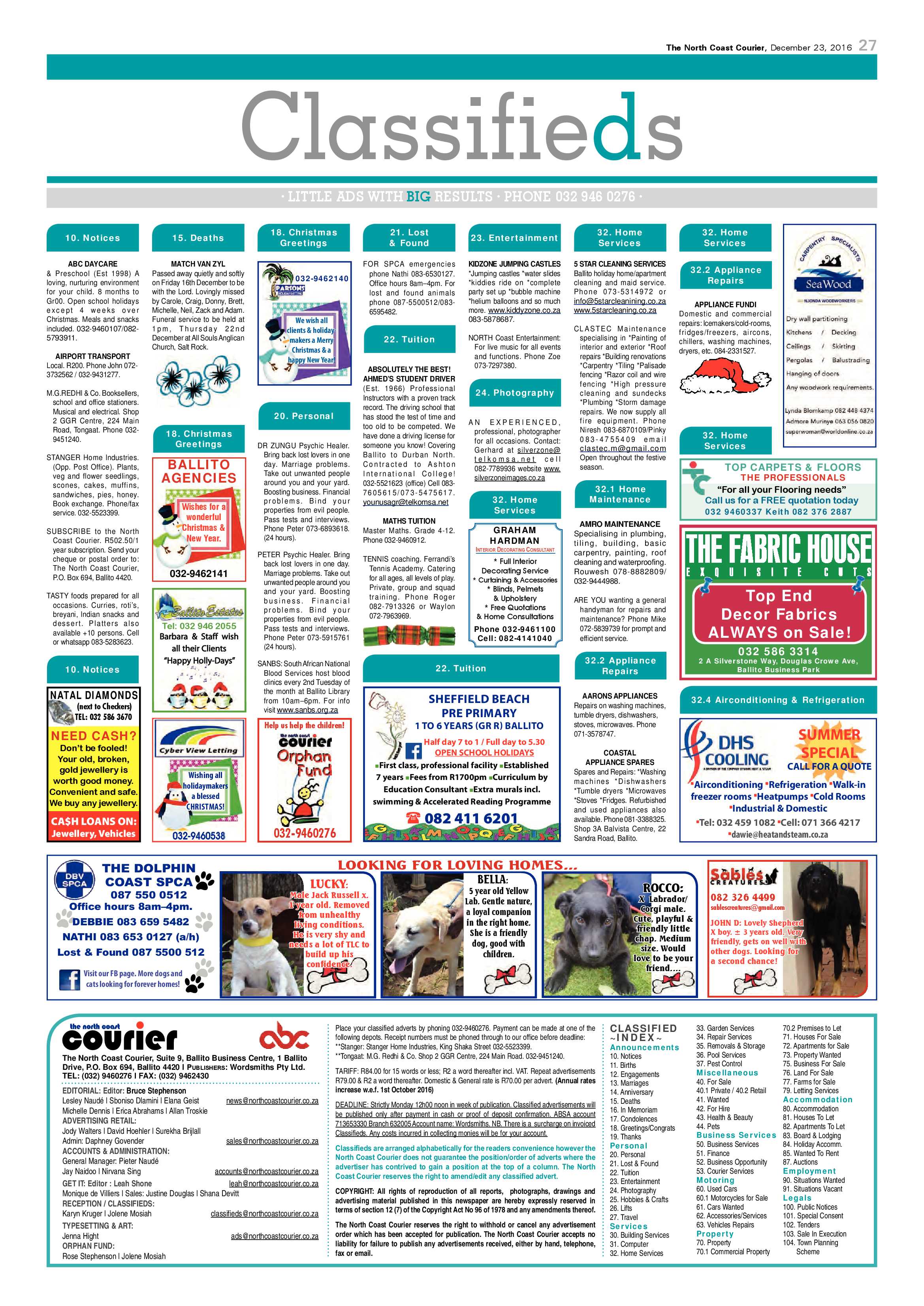 North Coast Courier – 23 December 2016 page 27