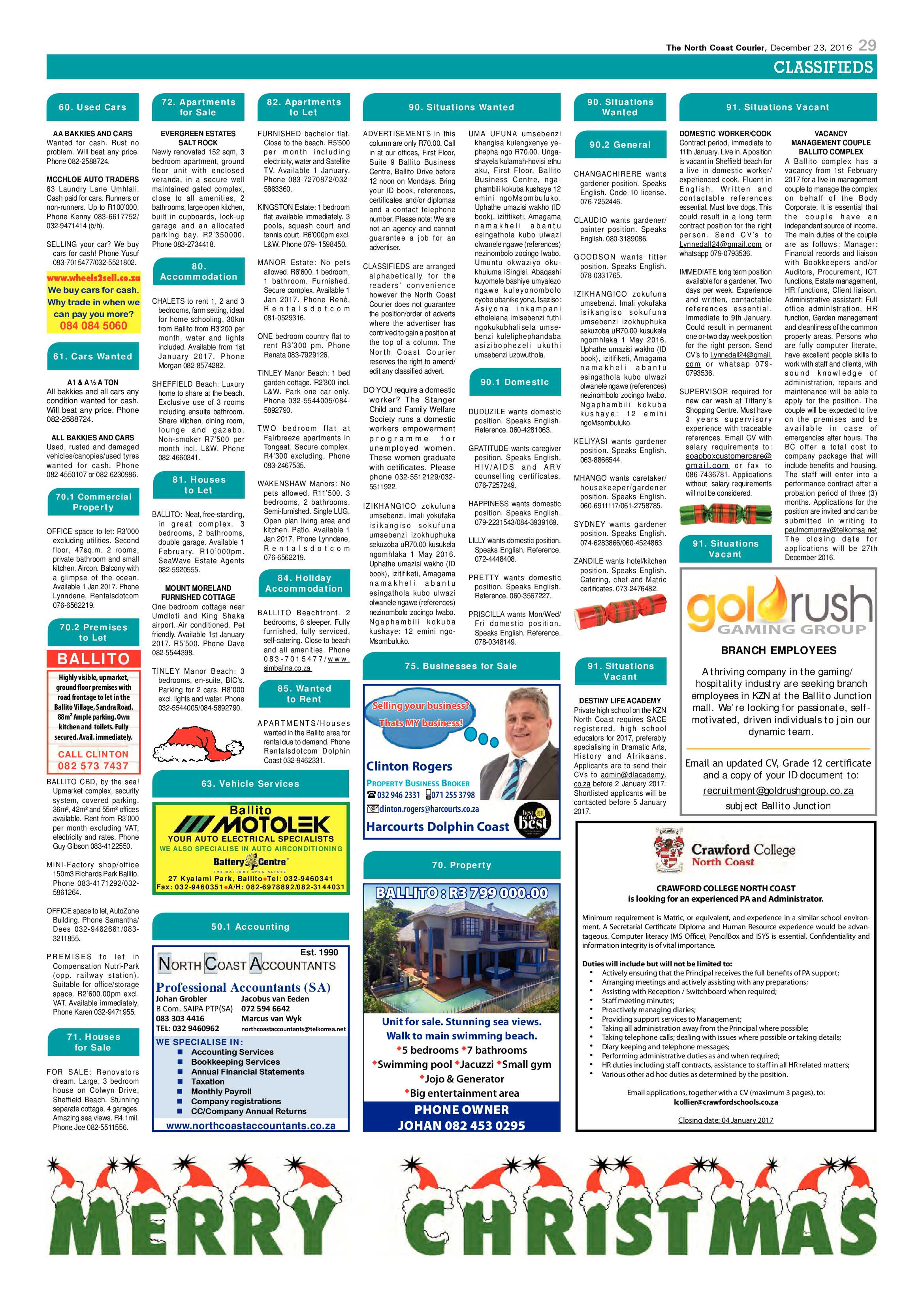 North Coast Courier – 23 December 2016 page 29
