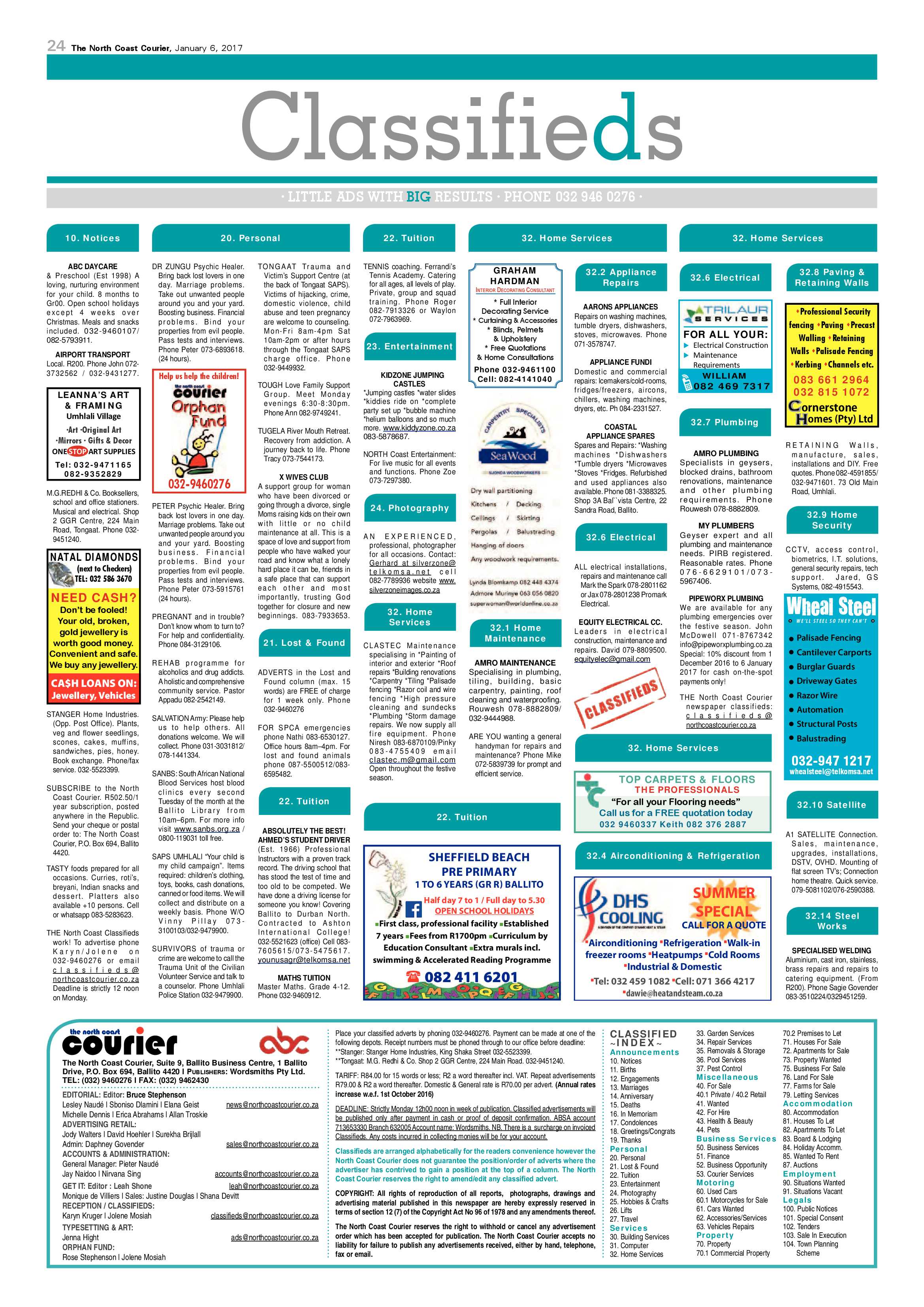 North Coast Courier – 6 January 2017 page 24
