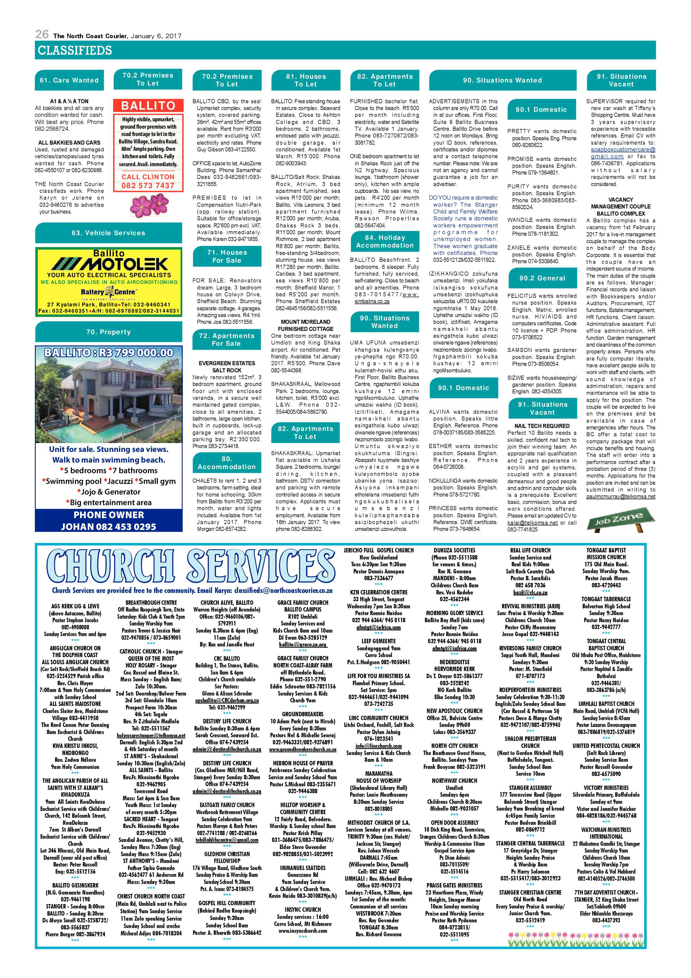 North Coast Courier – 6 January 2017 page 26