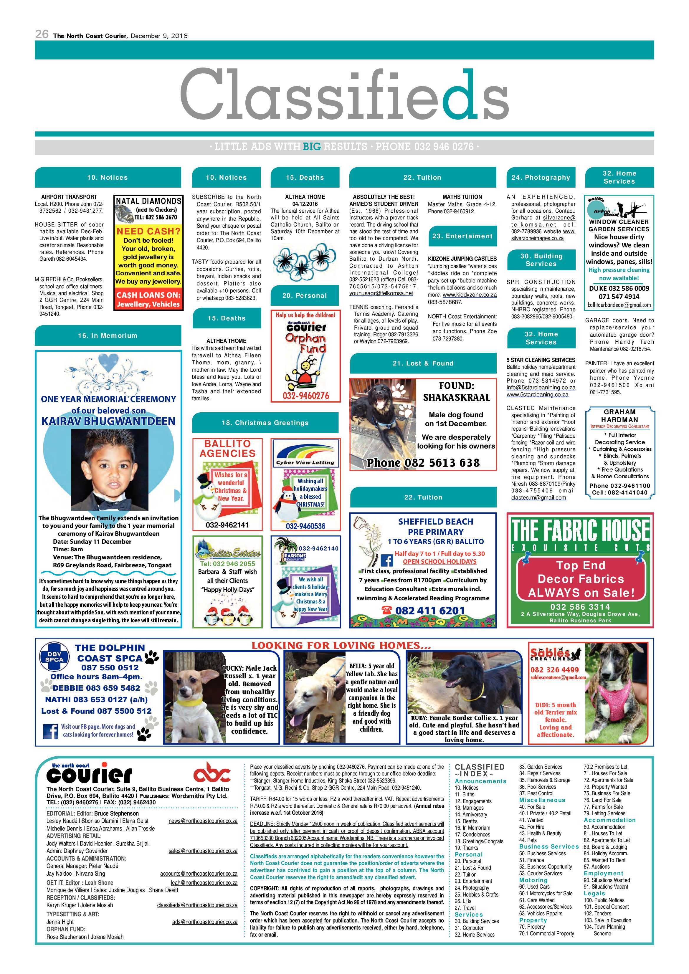 North Coast Courier – 09 December 2016 page 26