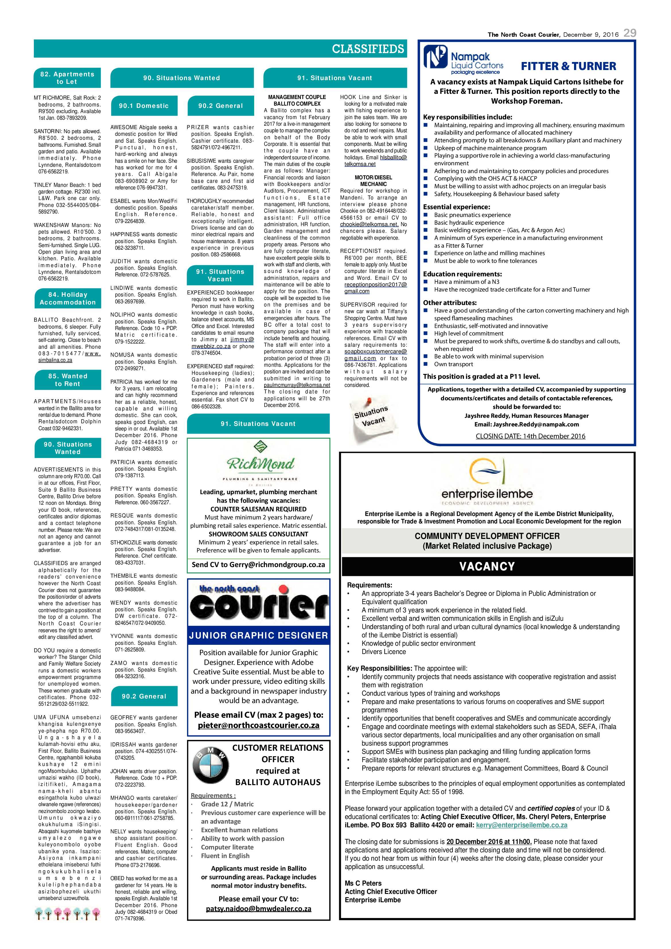 North Coast Courier – 09 December 2016 page 29
