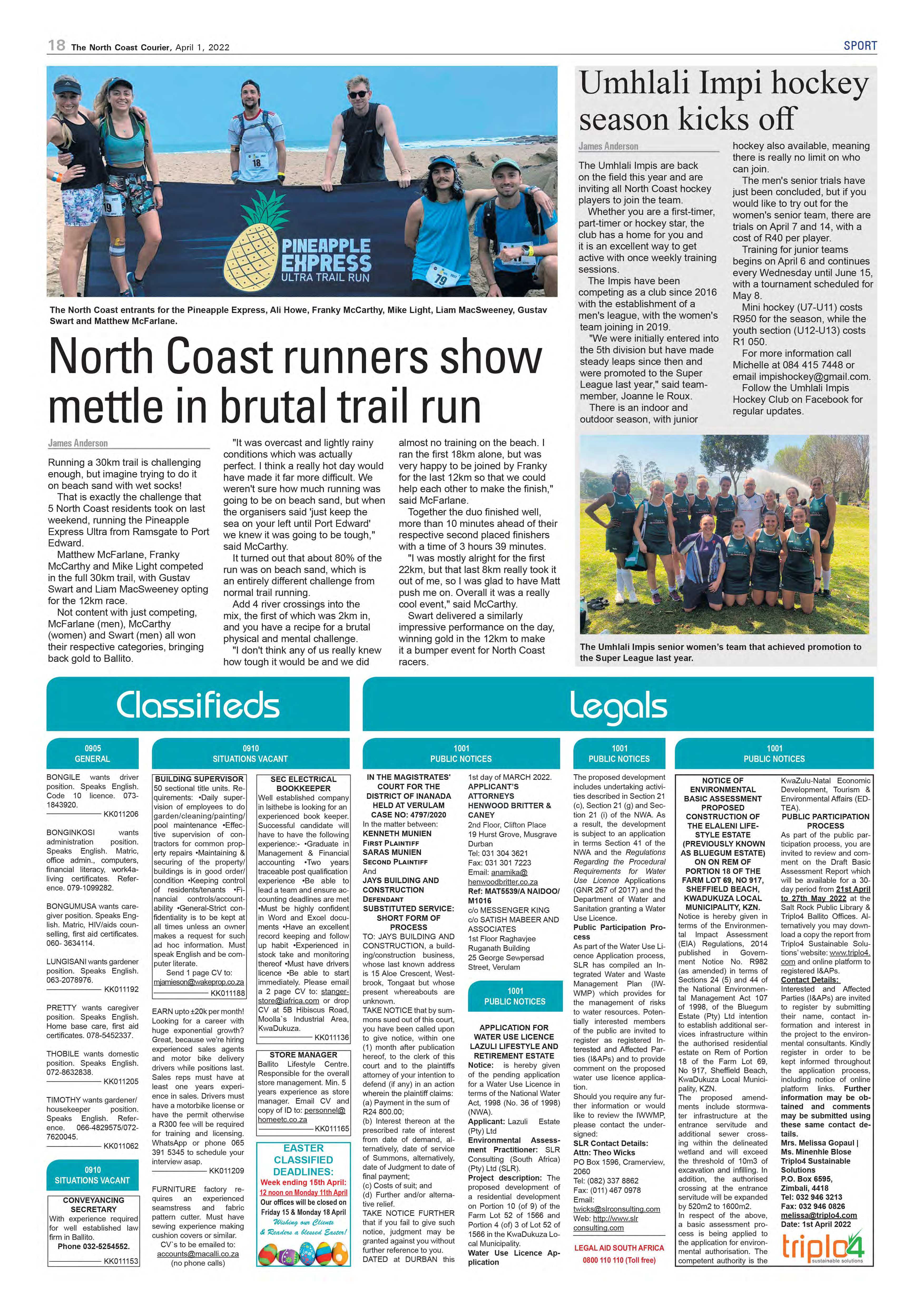 North Coast Courier 01 April 2022 page 18