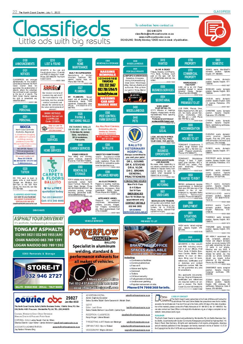North Coast Courier 01 July 2022 page 22