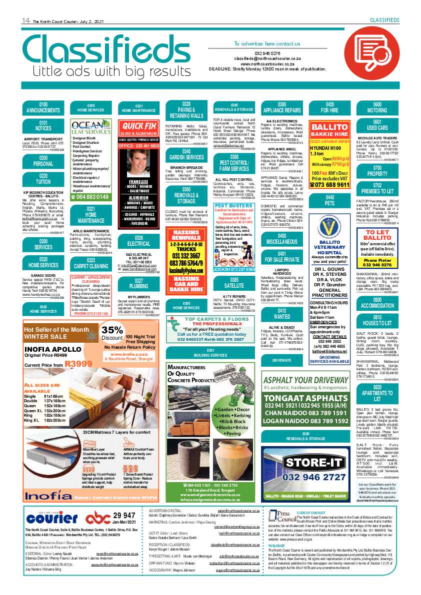 North Coast Courier 02 July 2021 page 14