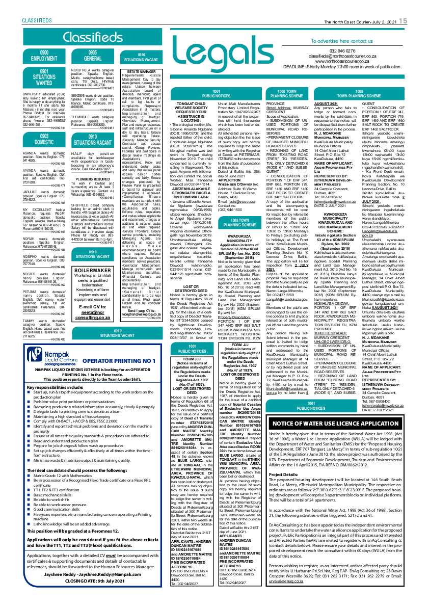 North Coast Courier 02 July 2021 page 15