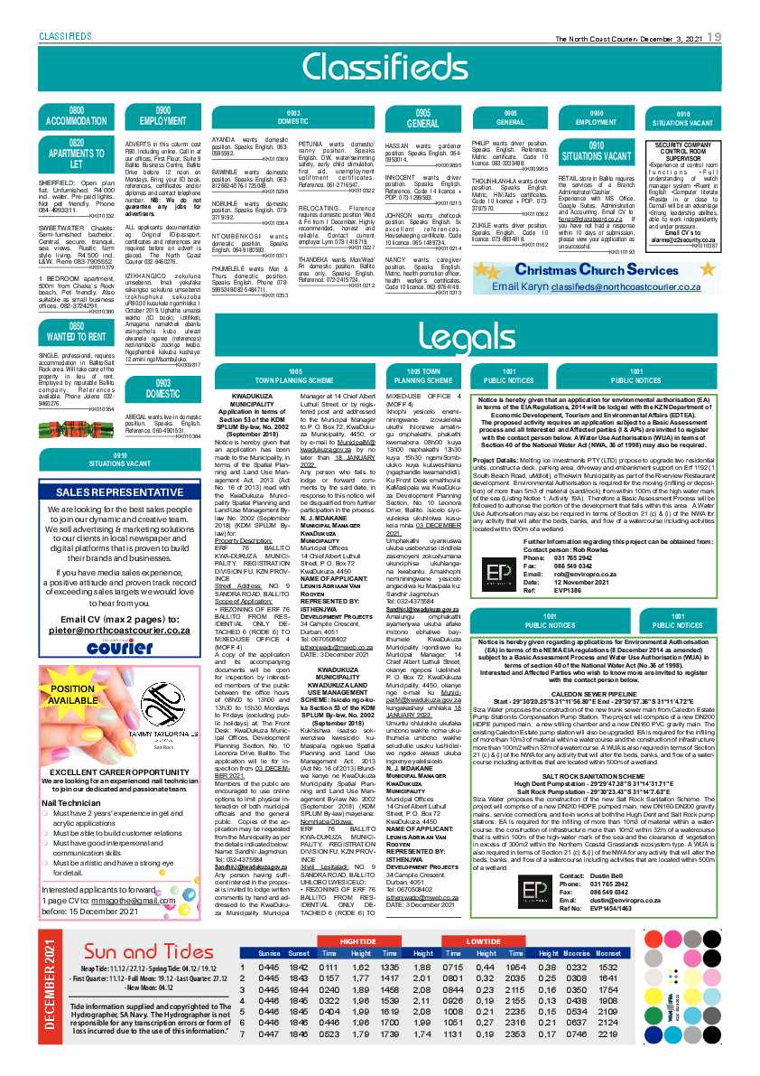 North Coast Courier 03 December 2021 page 19