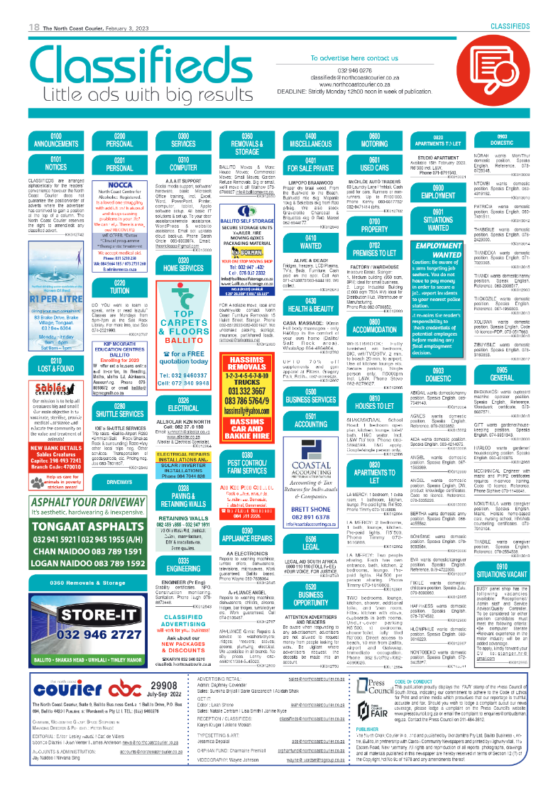 North Coast Courier 03 February 2023 page 18