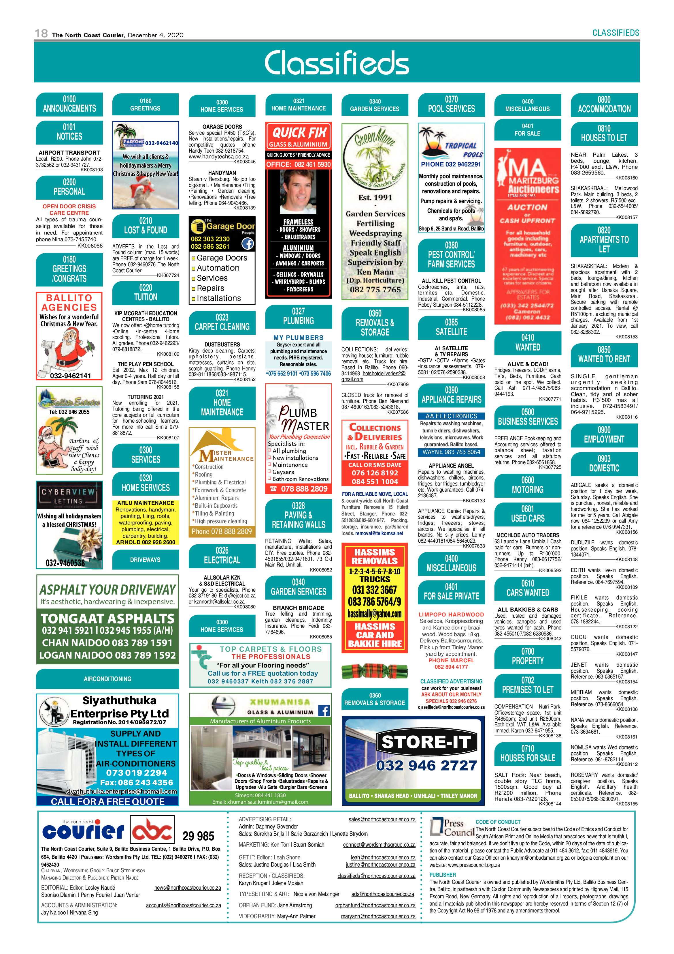 North Coast Courier 04 December 2020 page 18
