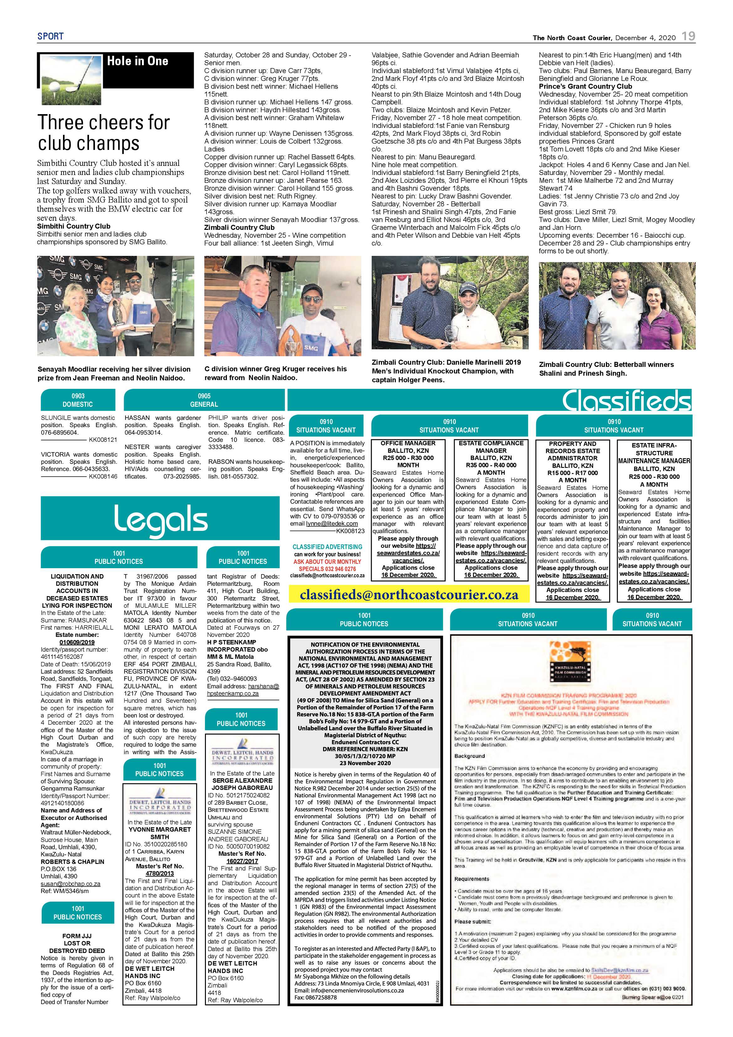 North Coast Courier 04 December 2020 page 19
