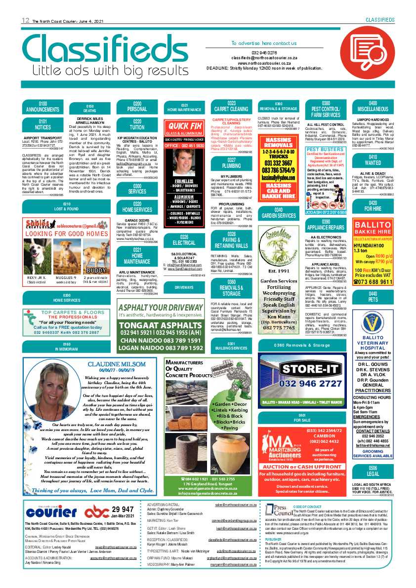 North Coast Courier 04 June 2021 page 12