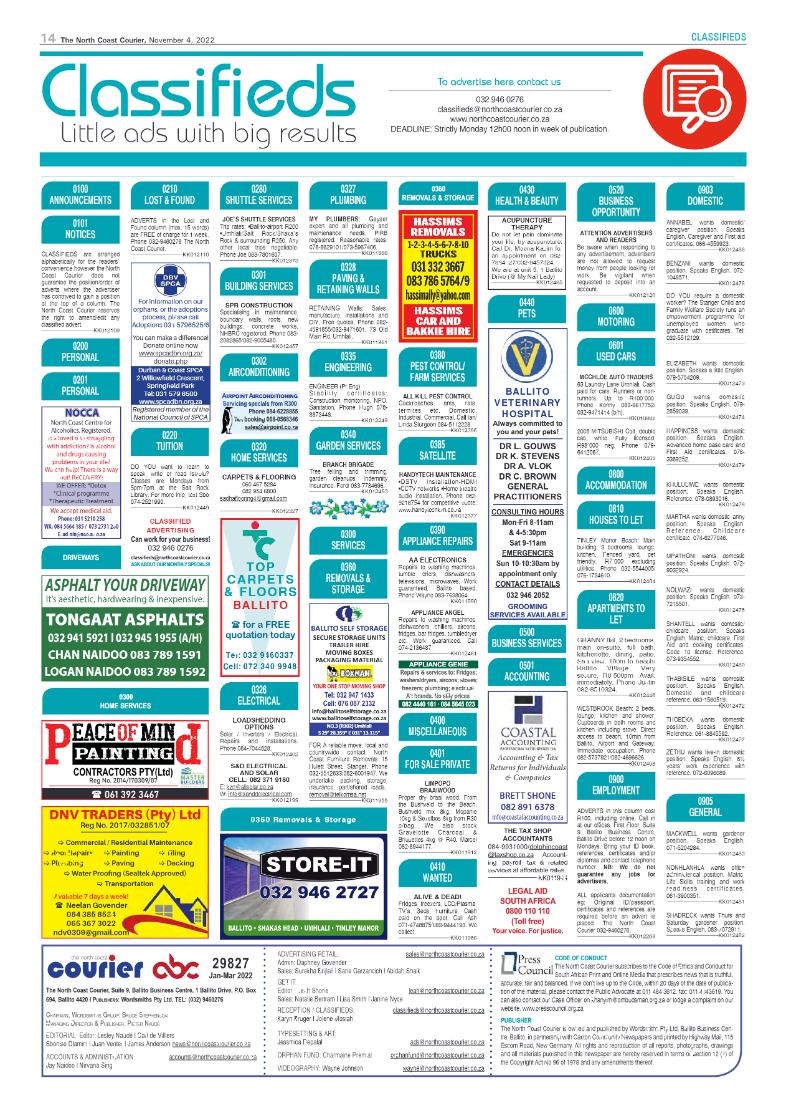 North Coast Courier 04 November 2022 page 14