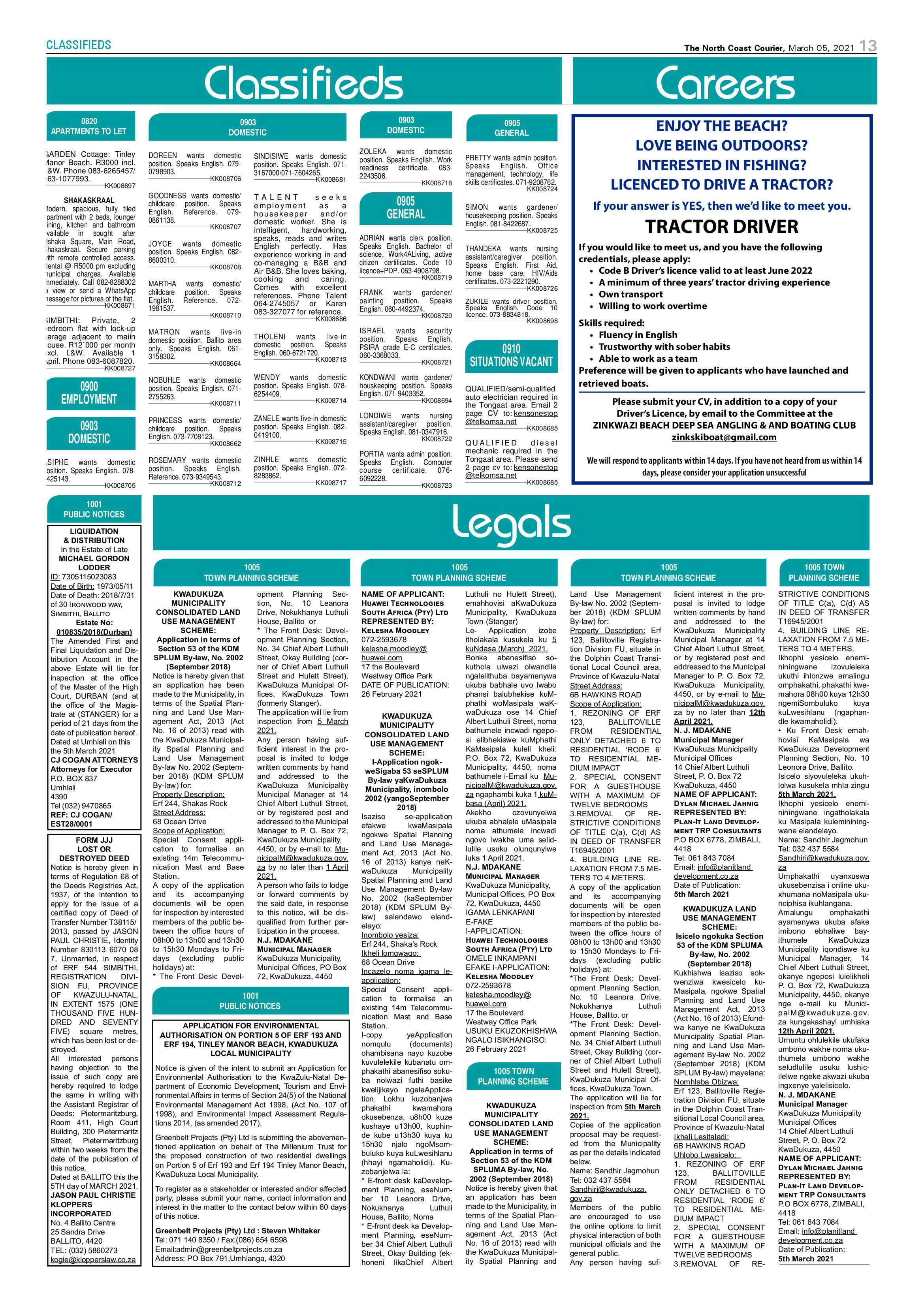 North Coast Courier 05 March 2021 page 13