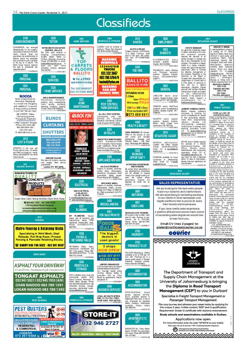 North Coast Courier 05 November 2021 page 14