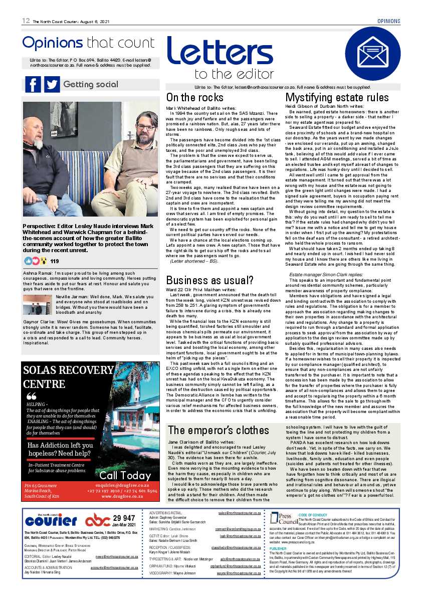 North Coast Courier 06 August 2021 page 12