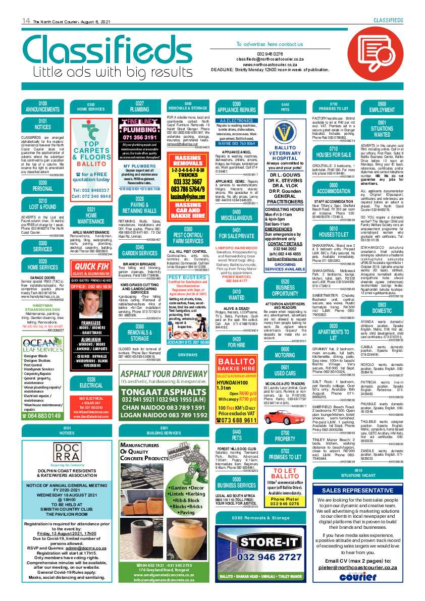 North Coast Courier 06 August 2021 page 14