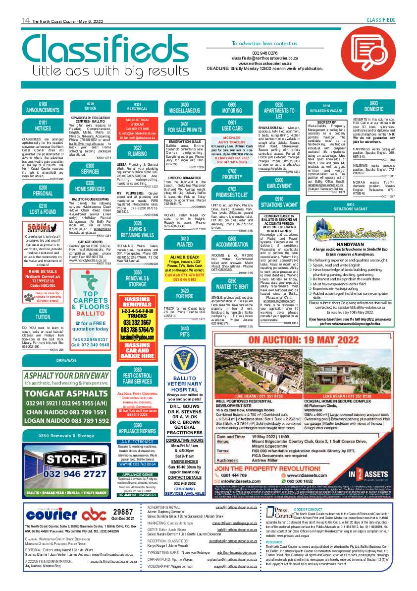 North Coast Courier 06 May 2022 page 14