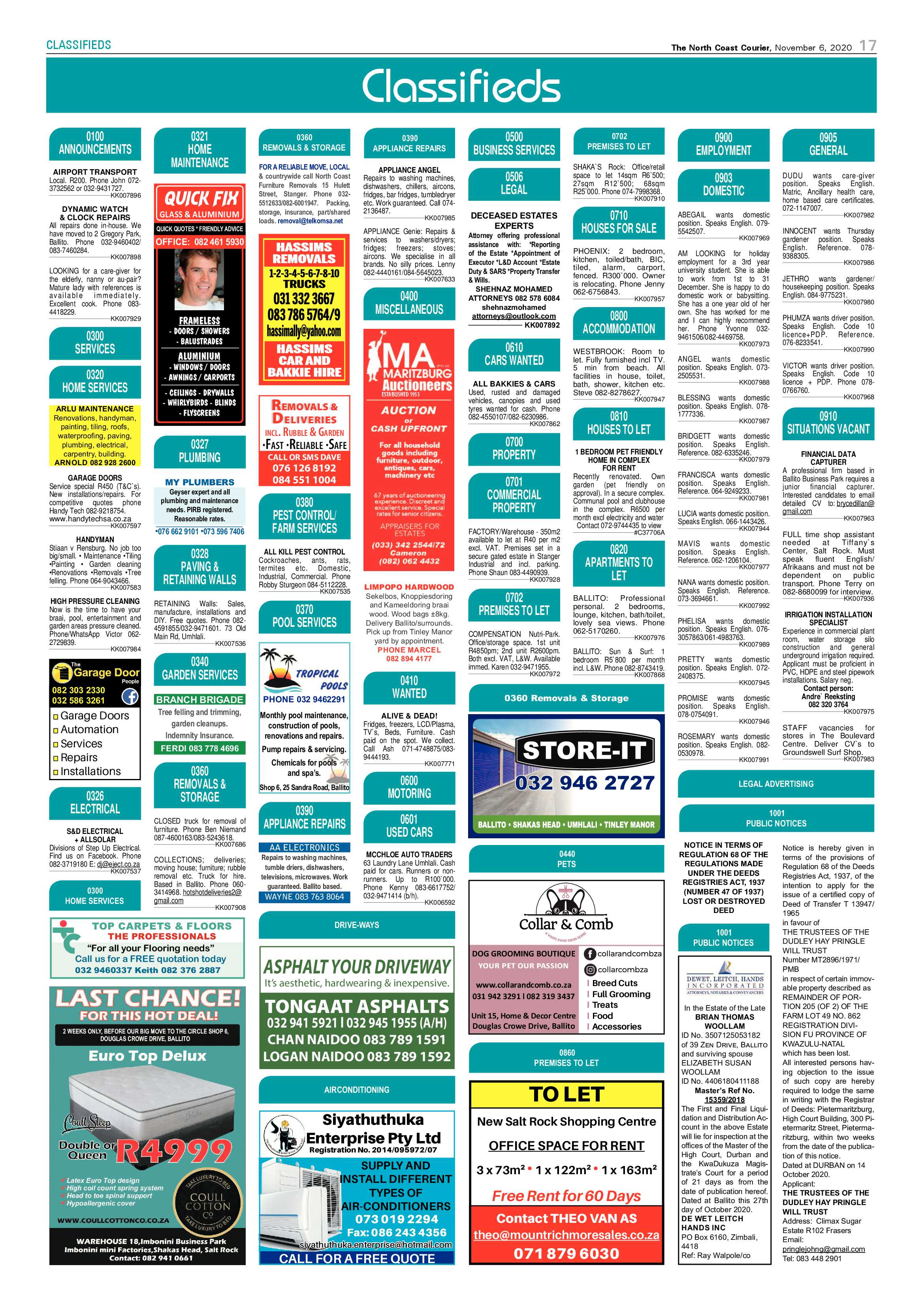 North Coast Courier 06 November 2020 page 17