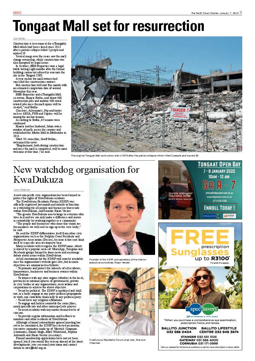 North Coast Courier 07 January 2022 page 5