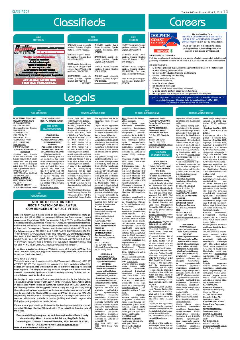 North Coast Courier 07 May 2021 page 13