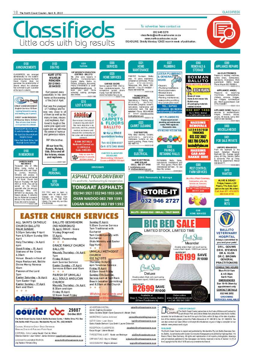 North Coast Courier 08 April 2022 page 18
