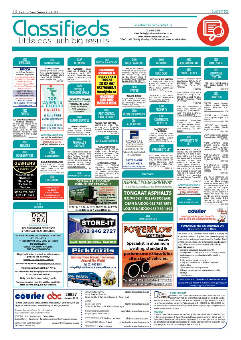 North Coast Courier 08 July 2022 page 14