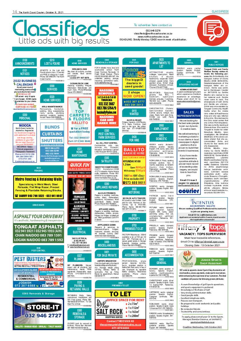 North Coast Courier 08 October 2021 page 14