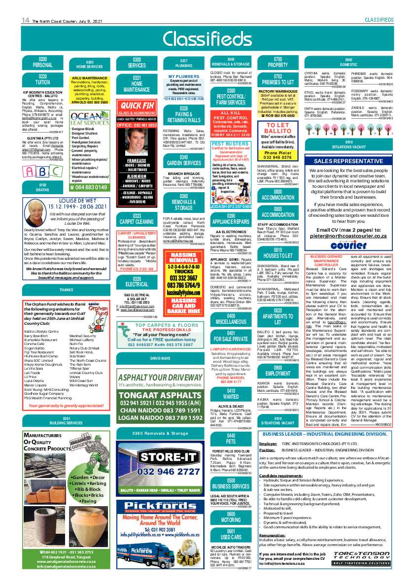 North Coast Courier 09 July 2021 page 14