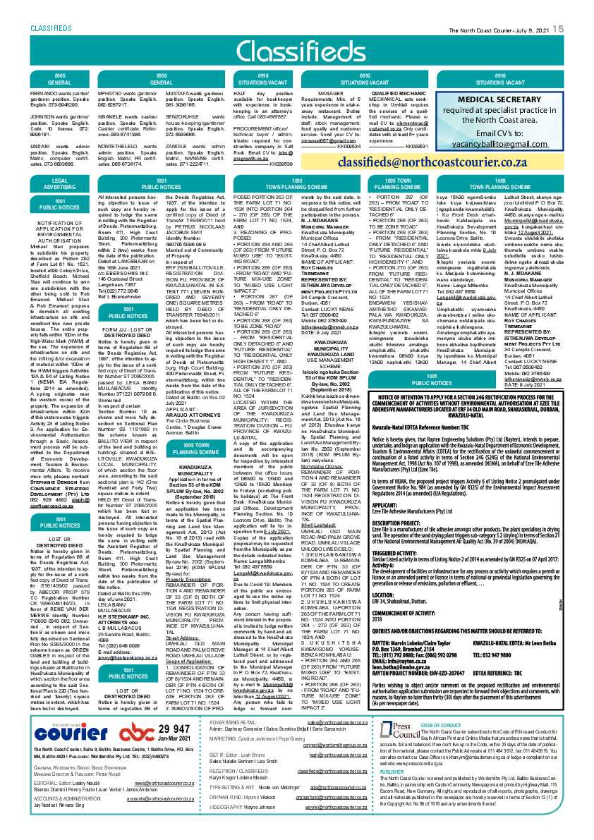 North Coast Courier 09 July 2021 page 15