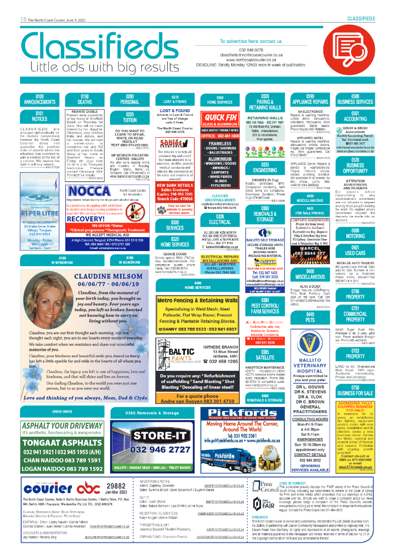 North Coast Courier 09 June 2023 page 18