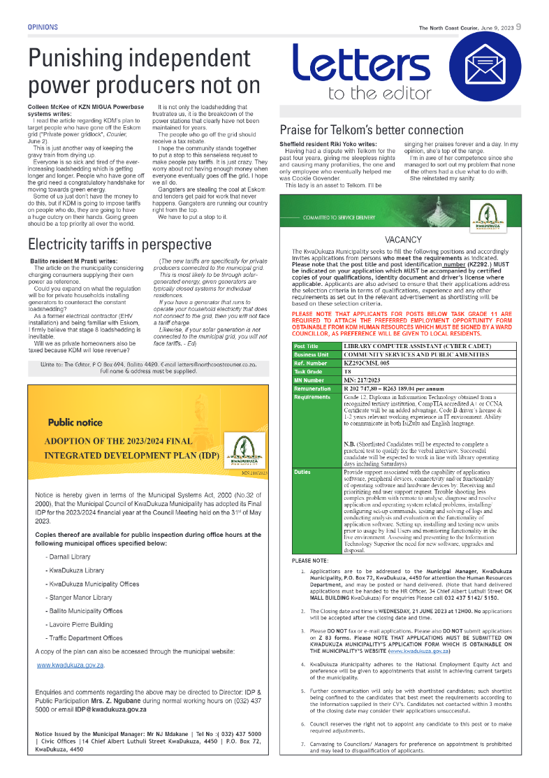 North Coast Courier 09 June 2023 page 9