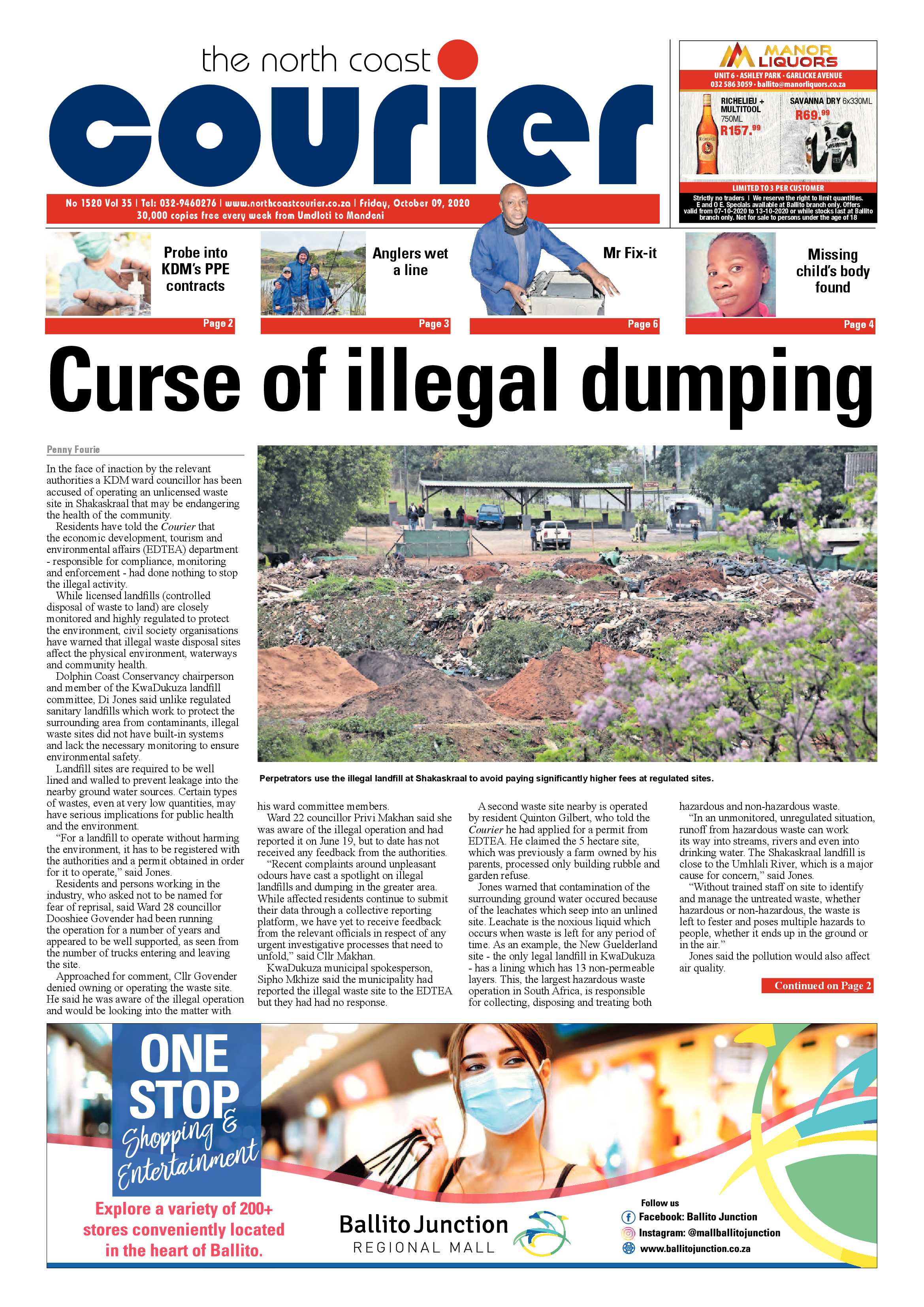 North Coast Courier 09 October 2020 page 1