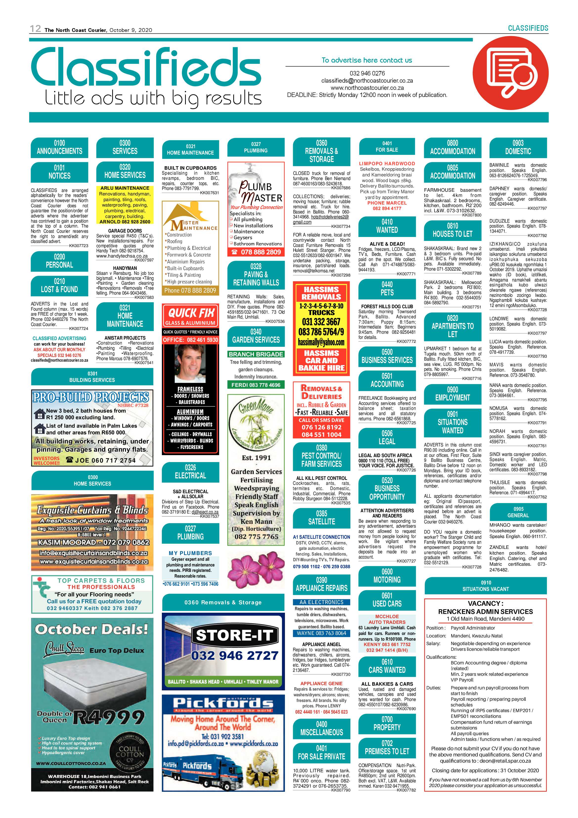 North Coast Courier 09 October 2020 page 12
