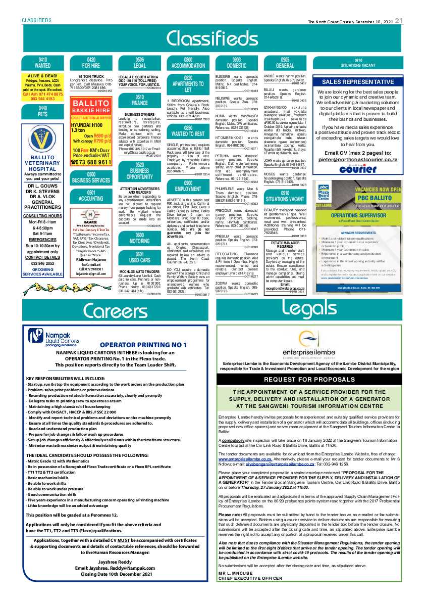 North Coast Courier 10 December 2021 page 21