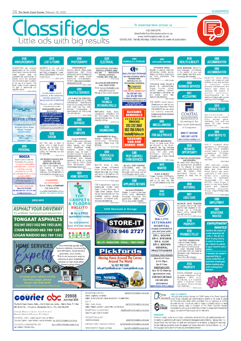 North Coast Courier 10 February 2023 page 26