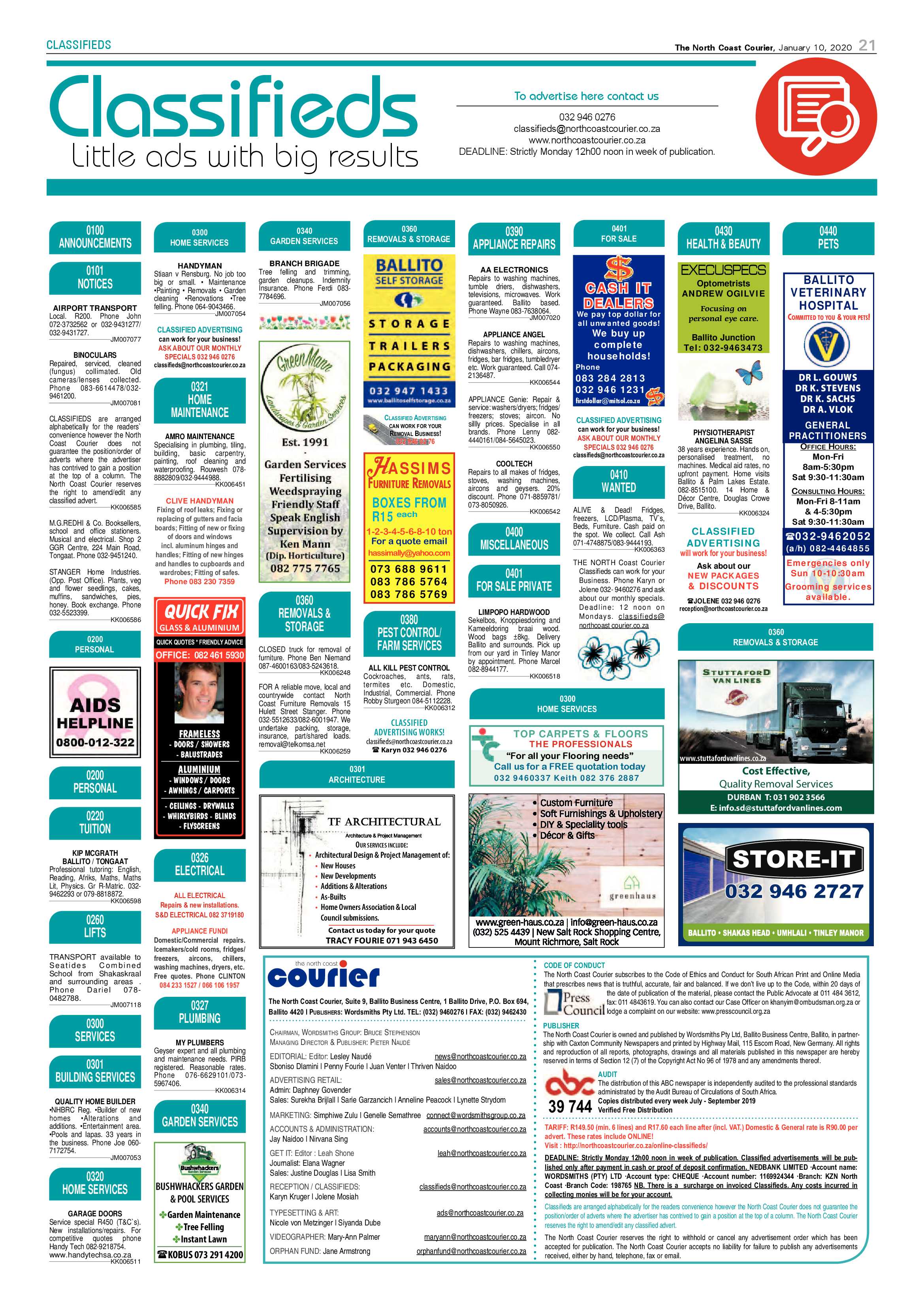 North Coast Courier 10 January 2020 page 21