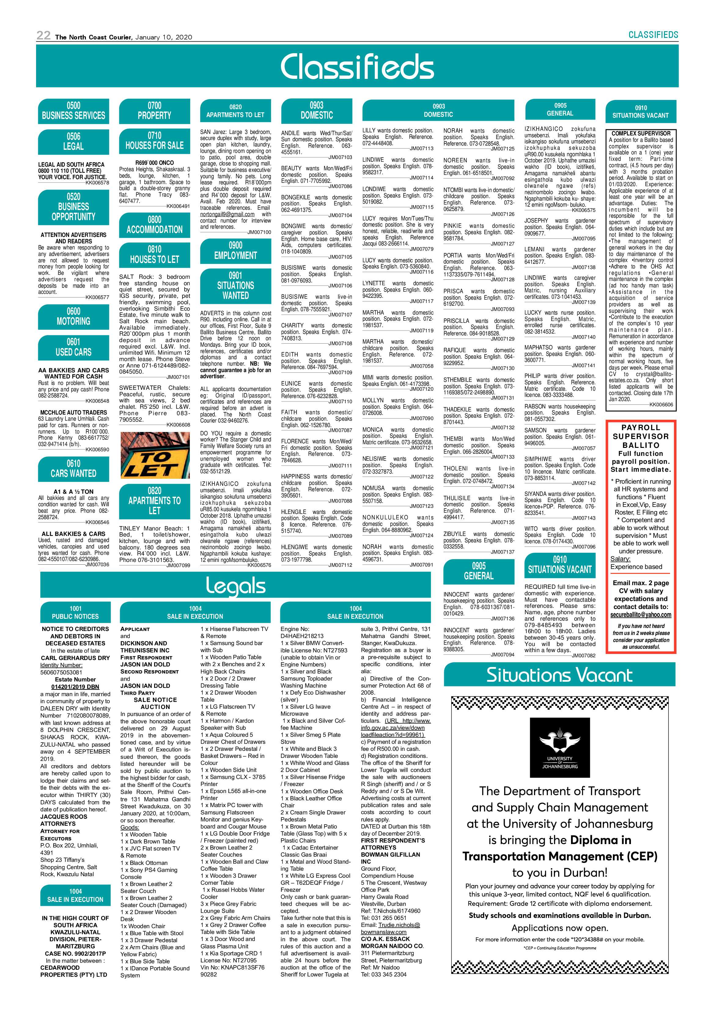 North Coast Courier 10 January 2020 page 22