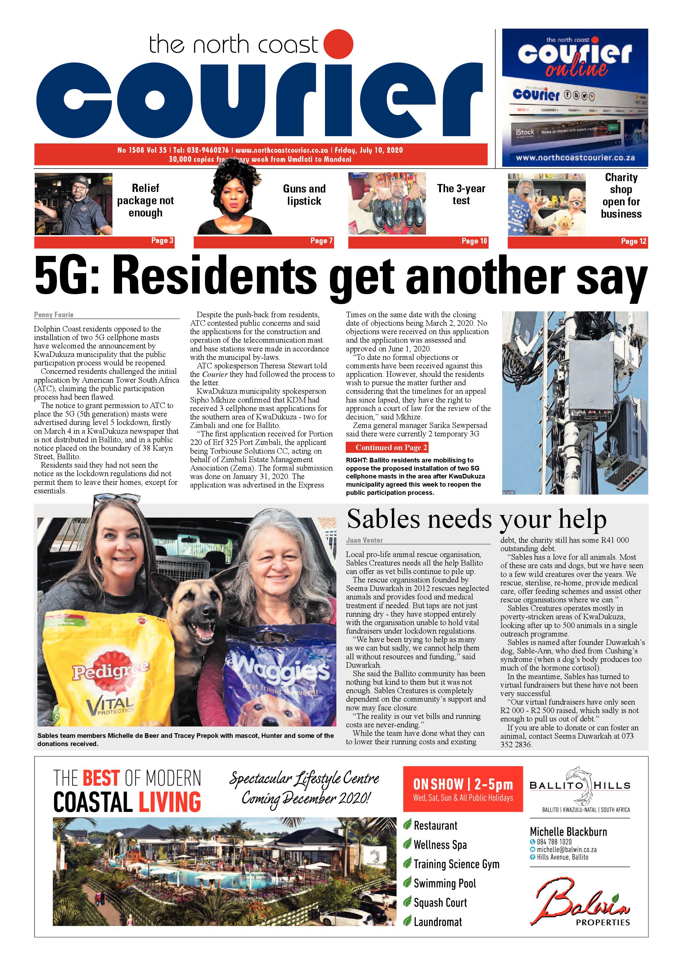 North Coast Courier 10 July 2020 page 1