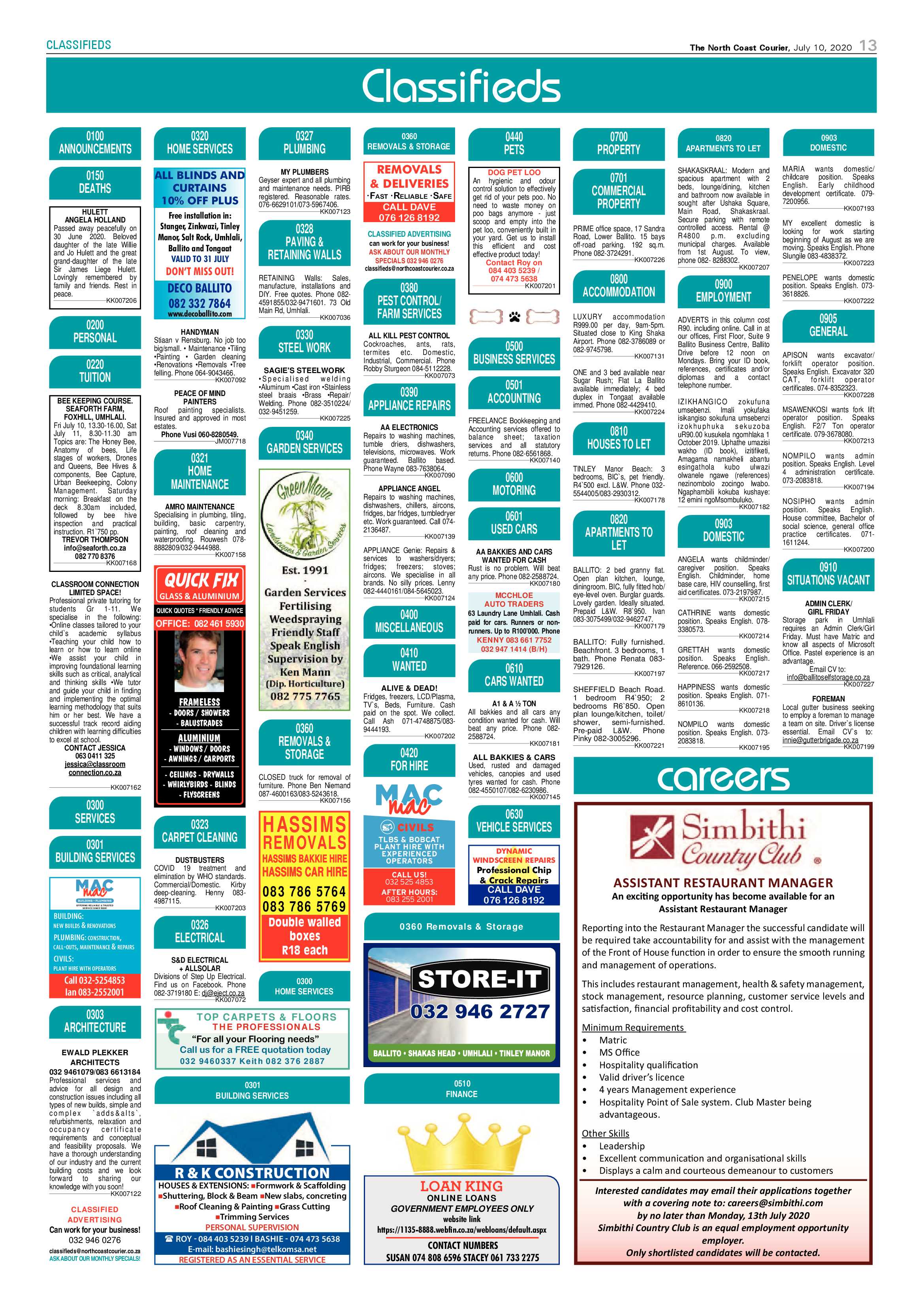 North Coast Courier 10 July 2020 page 13