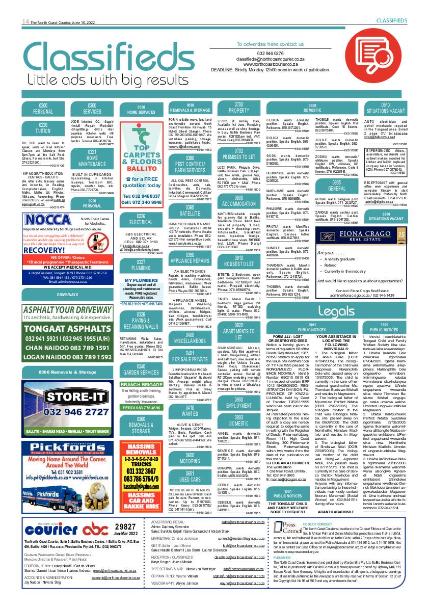North Coast Courier 10 June 2022 page 14