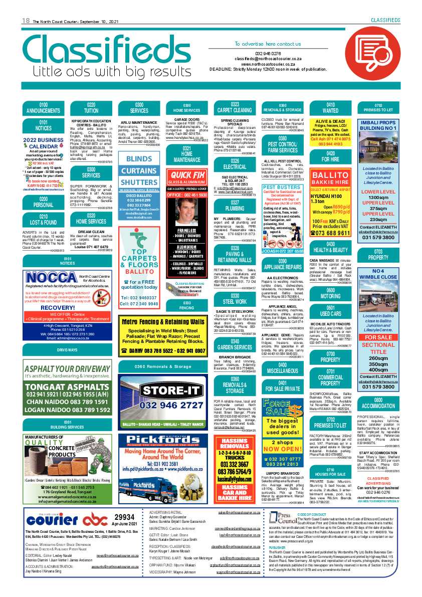 North Coast Courier 10 September 2021 page 18