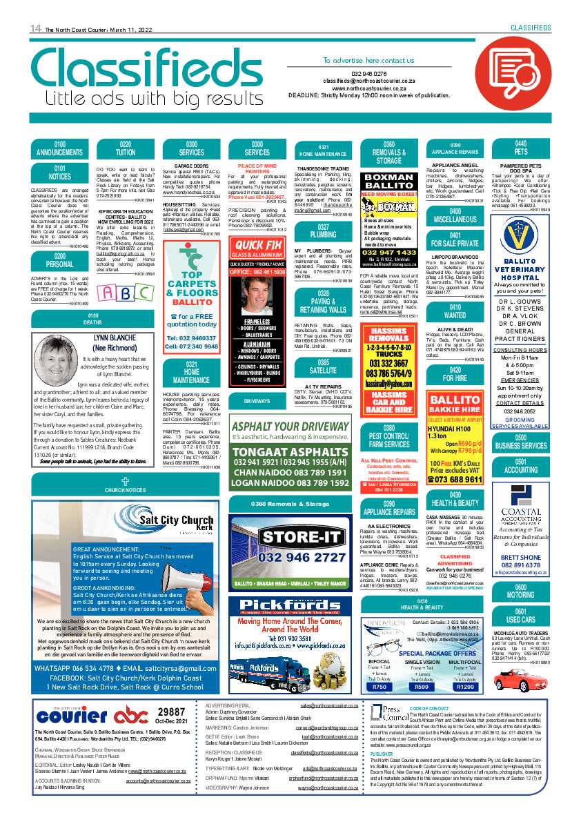 North Coast Courier 11 March 2022 page 14
