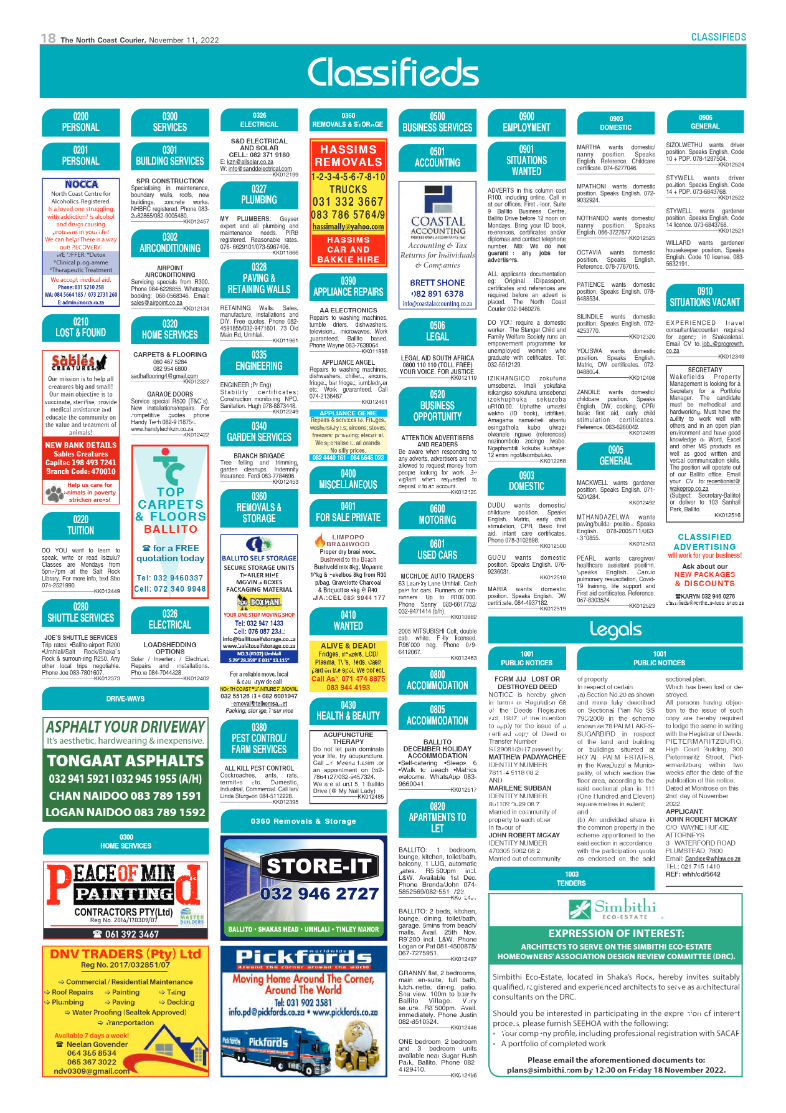 North Coast Courier 11 November 2022 page 18