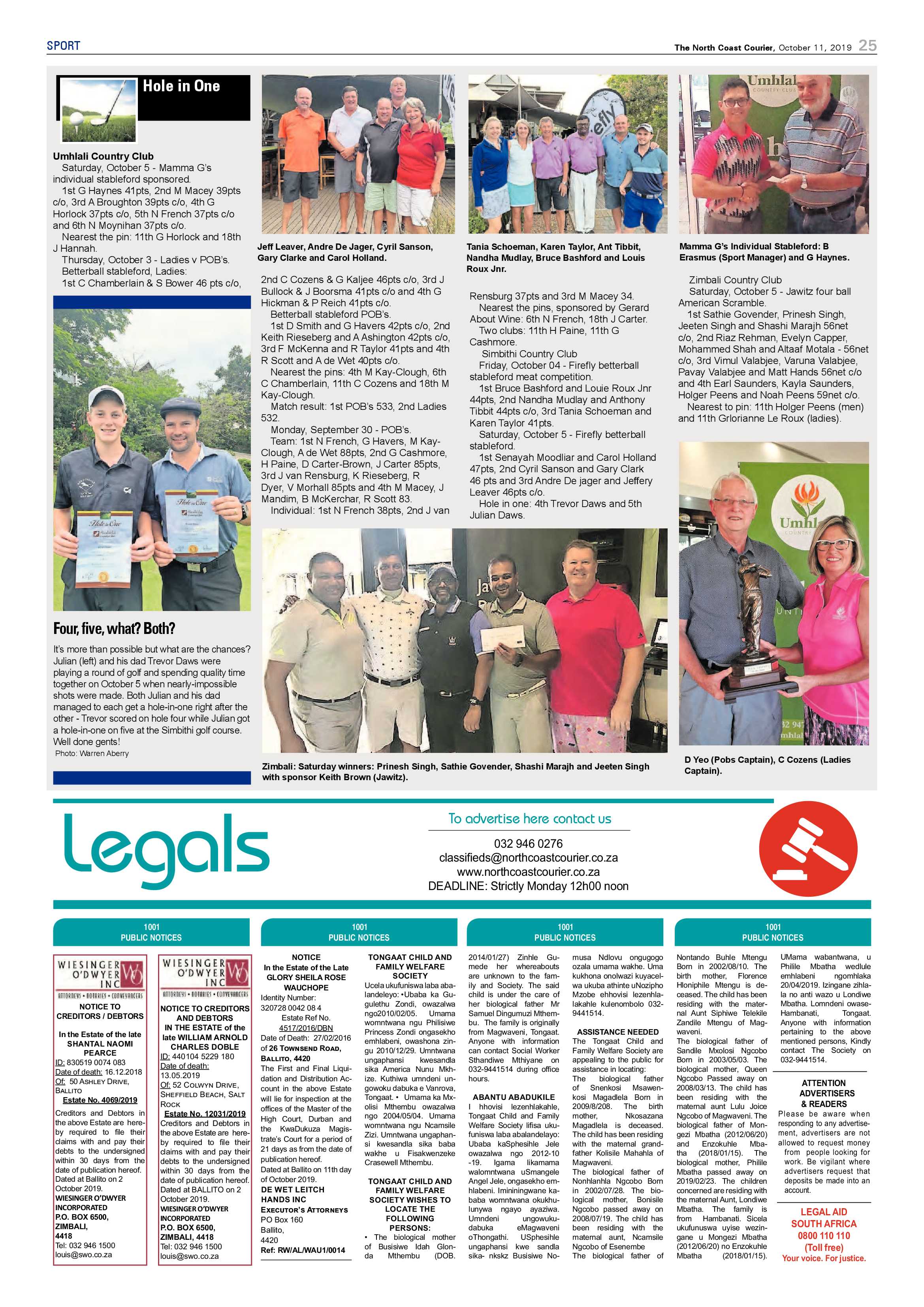 North Coast Courier 11 October 2019 page 25
